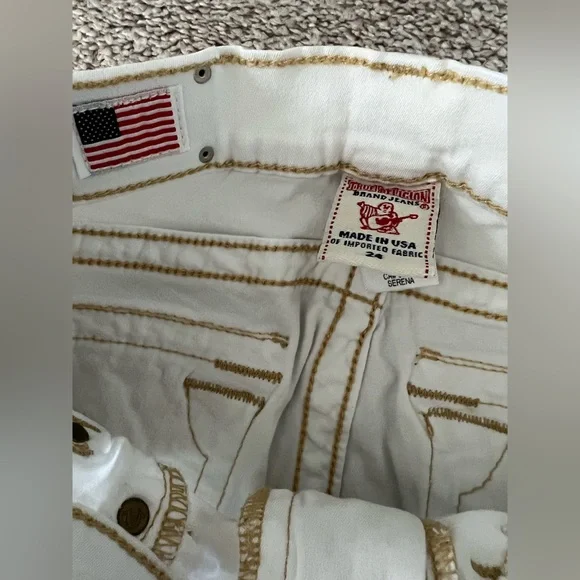 True Religion White Skinny Jeans with Gold Hardware – Size 24 - Picture 10 of 12